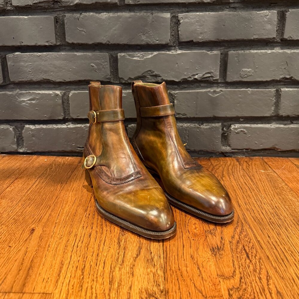 Berluti Paris Atelier Sur Mesure Monk Strap Wing Tip Style Ankle Boots Fits 7